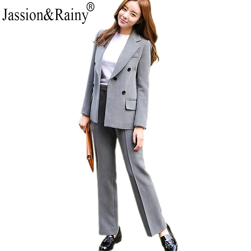 Женский хлопковый костюм Jassion & Rainy теплый двубортный из двух предметов в