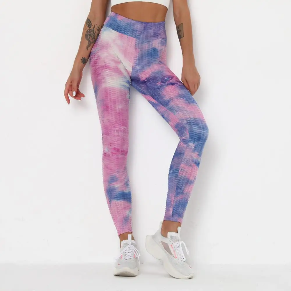 

Ink Painting Yoga Pants Women Tie-dye Bubble Sport High Waist Sports Wear Gym Leggings Slim Female Running Exercise Trousers