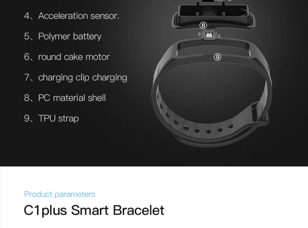 Longet цветной экран C1Plus умный Браслет кровяное давление браслет HeartRate монитор FitnessTracker браслет для мужчин и женщин