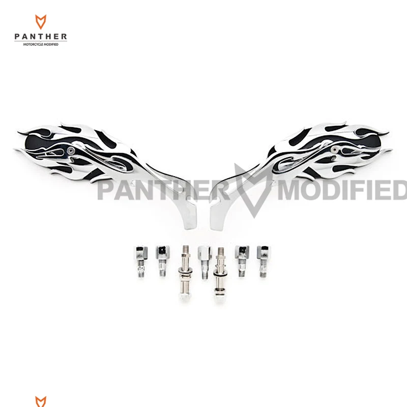 Мотоциклетное Зеркало Chrome Flame боковые зеркала заднего вида для Harley Sportster XL Dyna Softail