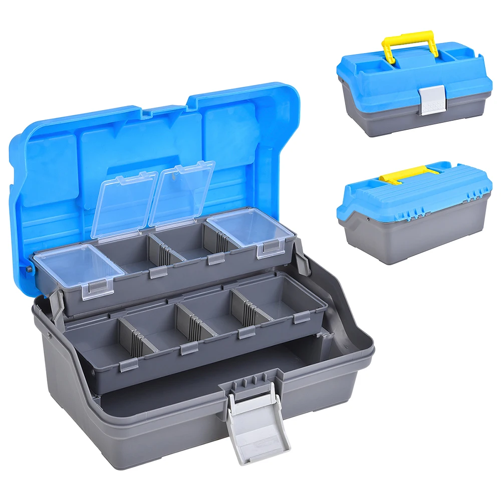 

3 Layer Fishing Tackle Case with Removable Dividers Fishing Tackle Storage Case Fishing Bait Tackle Box Fish Case