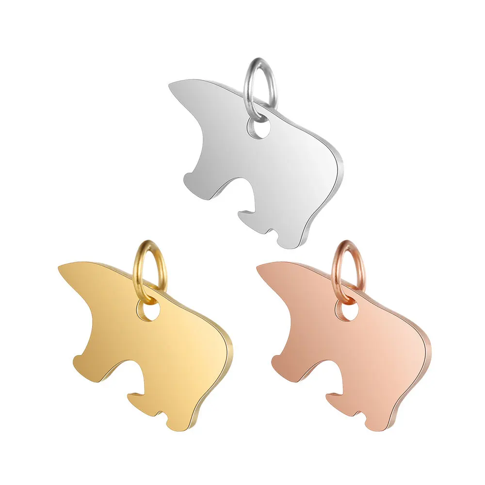 

5pc Stainless Steel Mother Bear Animal Charm Pendant DIY Jewelry Gift Making Titanium Steel Necklace Bracelet Charms Accessories
