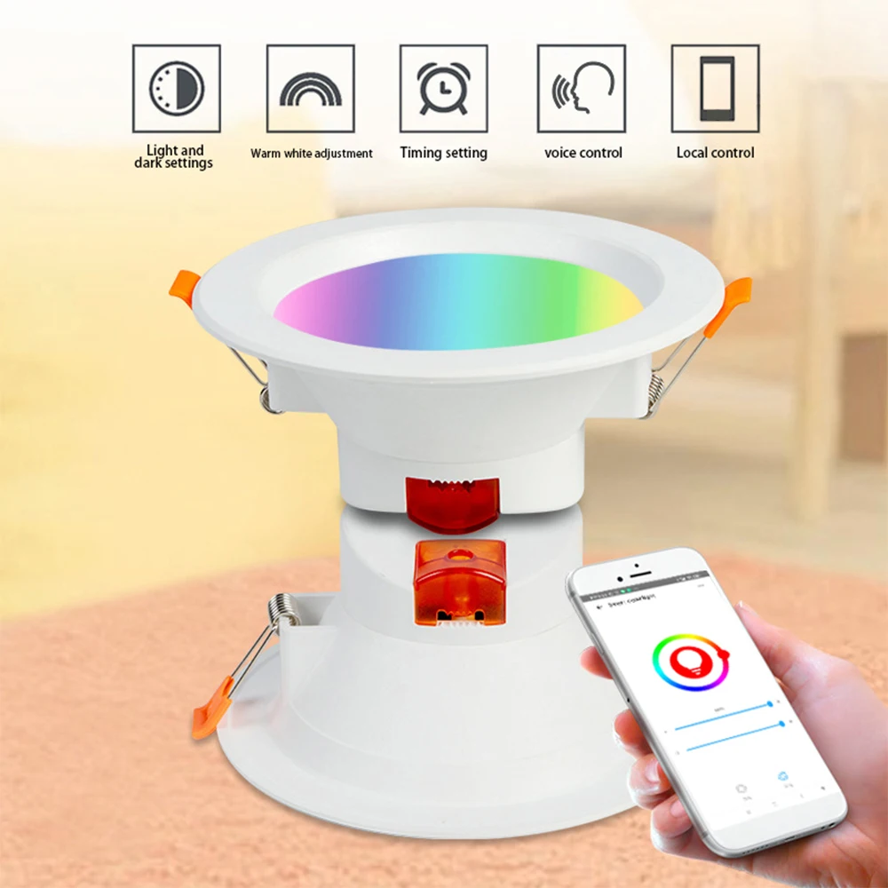 

zigbee Smart Downlight Spotlight Dimmable RGBW 9W/7W/5W Voice Control WiFi APP RGB Color Changing Downlight for Home