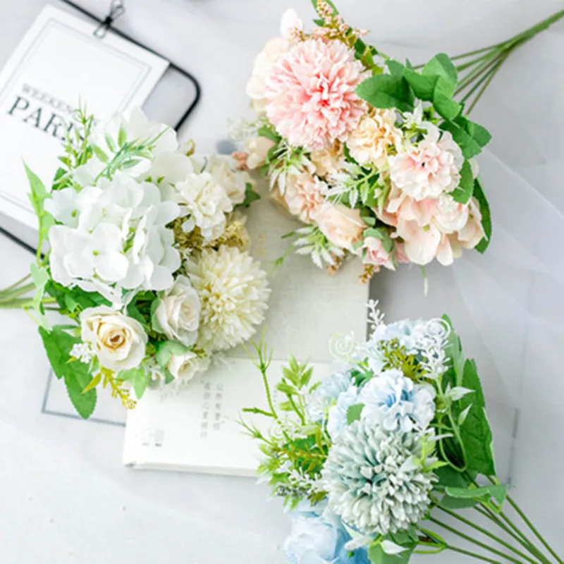 

Silk Artificial Flowers Peony Home Wedding Decoration Dandelion Flower Ball DIY Craft Wreath Christmas Dried Flower Decoration