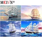 Алмазная живопись MEIVN 5D сделай сам, полностью квадратная вышивка морем и парусником, пейзаж стразы, Набор для творчества