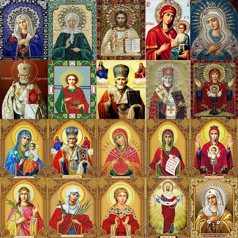 5d Diy алмазная живопись религиозная икона Стразы полная круглая Алмазная вышивка