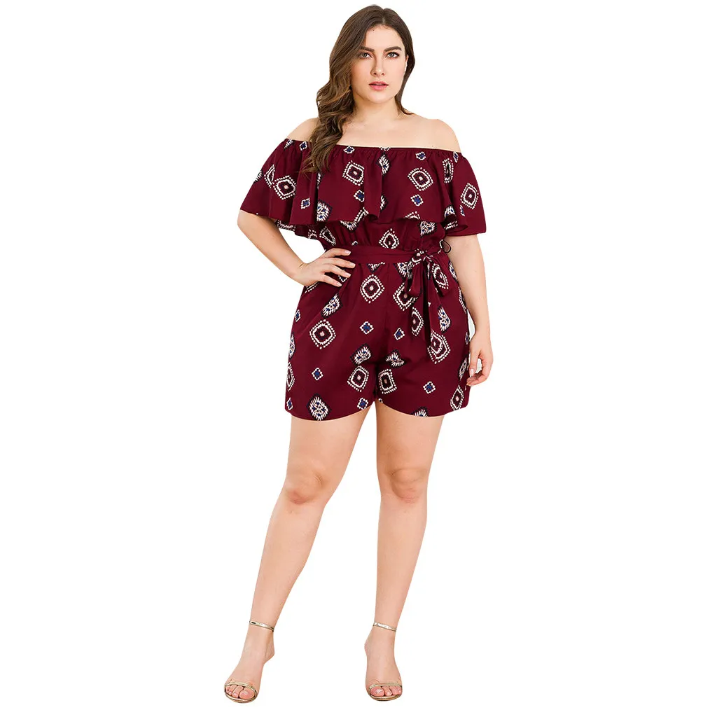 Большой размер Модный женский игровой костюм принт с открытыми плечами