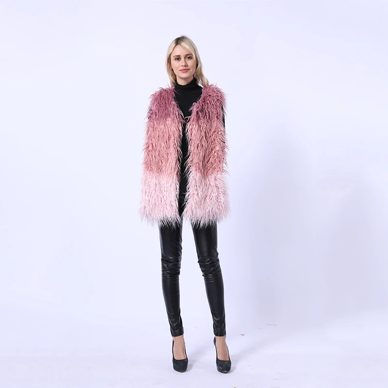 2019 пальто из искусственного меха женский жилет лисьего розового цвета меховой в