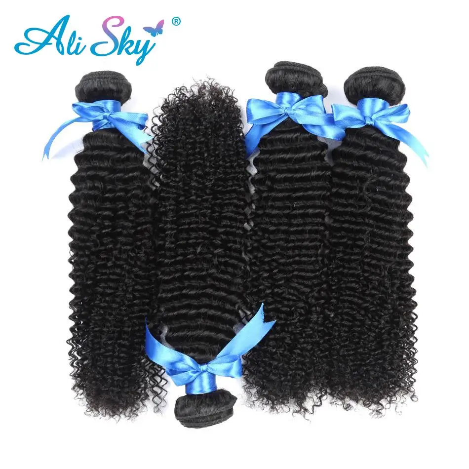 Alisky Hair Afro Kinky Curly Bundles Brazilian Weaving Human Hair Bundles Remy Hair Natural Hair Extensions Human Hair 1/3/4 PCS