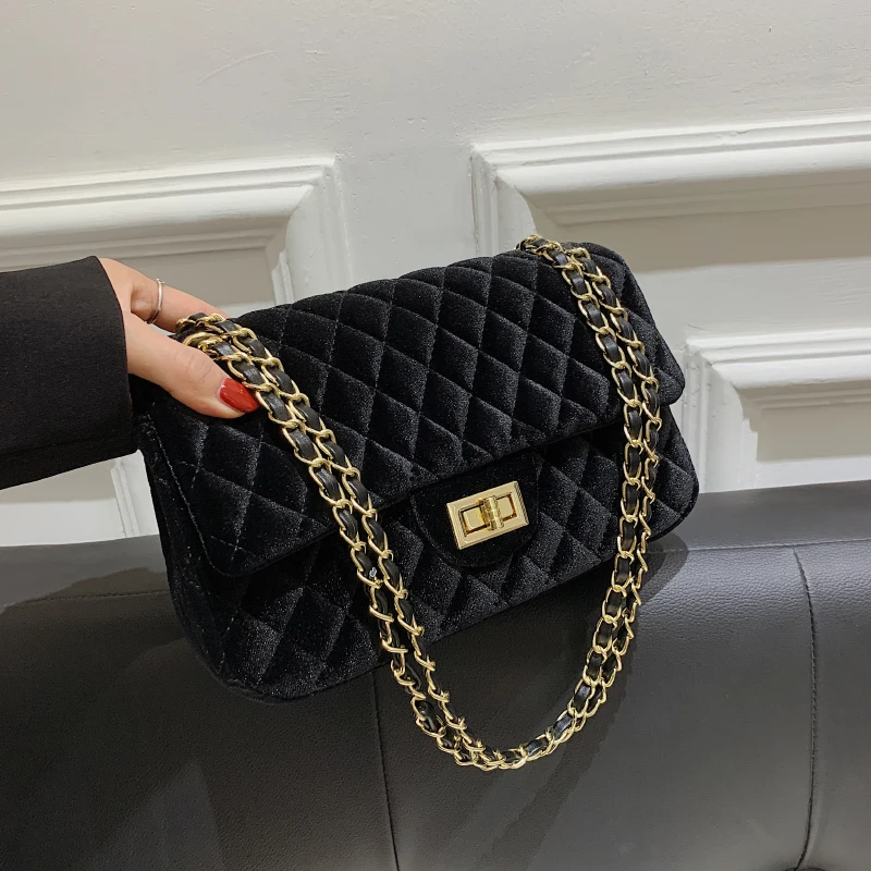 

Luxury Brand Designer Velvet Shoulder Crossbody Bags Women Handbags Purses 2021 New Vintage Ladies Messenger Bags High Quality