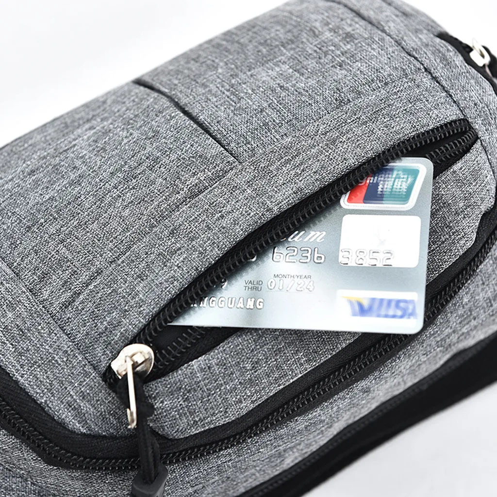 

Pure Color Three-layer Zipper Belt Bag For Men And Women Simple Casual Oxford Cloth Belt Bag Travel Carry Messenger Bag#p30