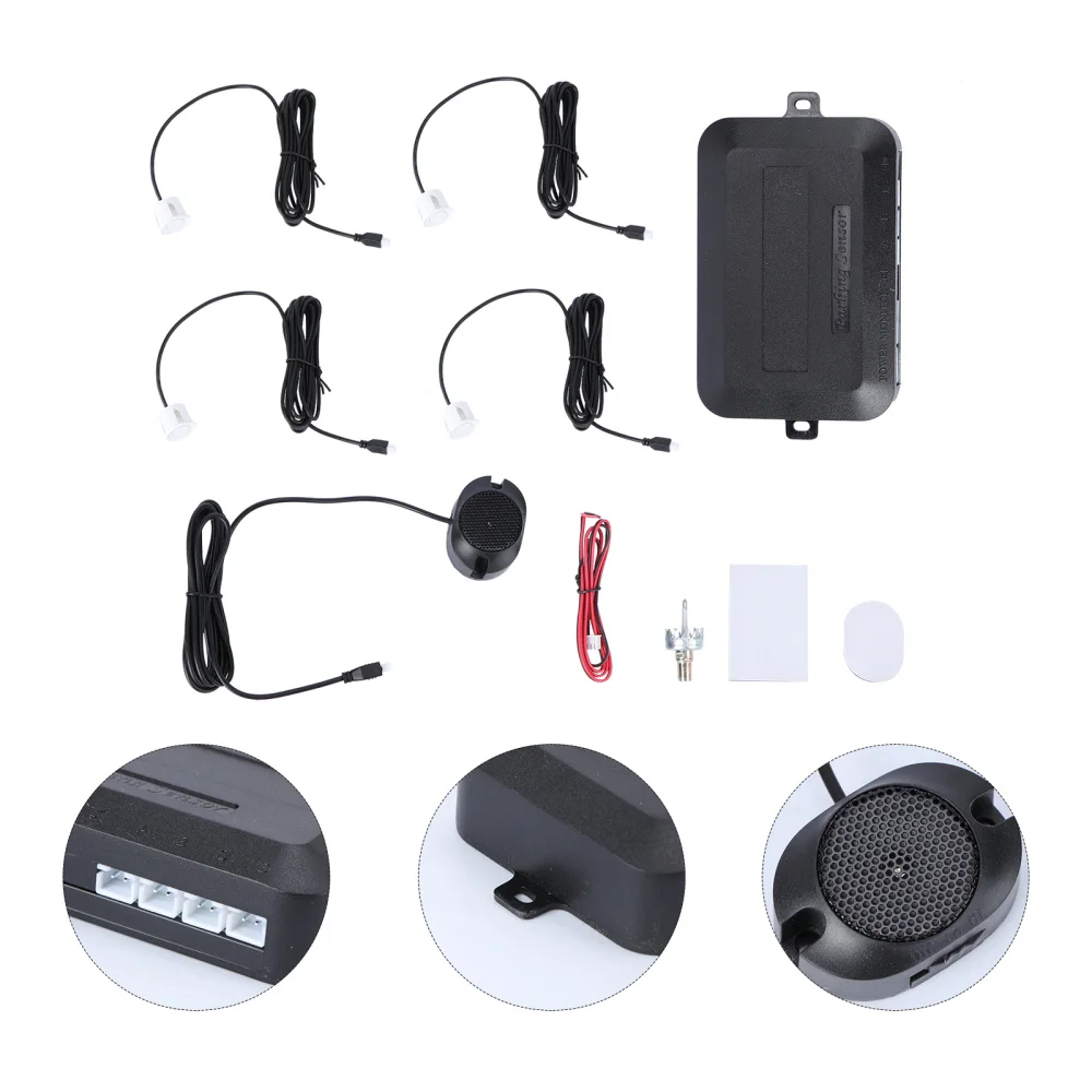 

1 Set Car Parking Sensors 4 Sensors Auto Reverse Reversing Rear Assistance Backup Park Warner Automobile Accessories (White)