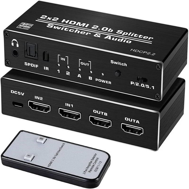 

HDMI-compatible 2.0 switcher 2x2 distributor HDMI-compatible2 in / out switcher hdcp2.2 4K