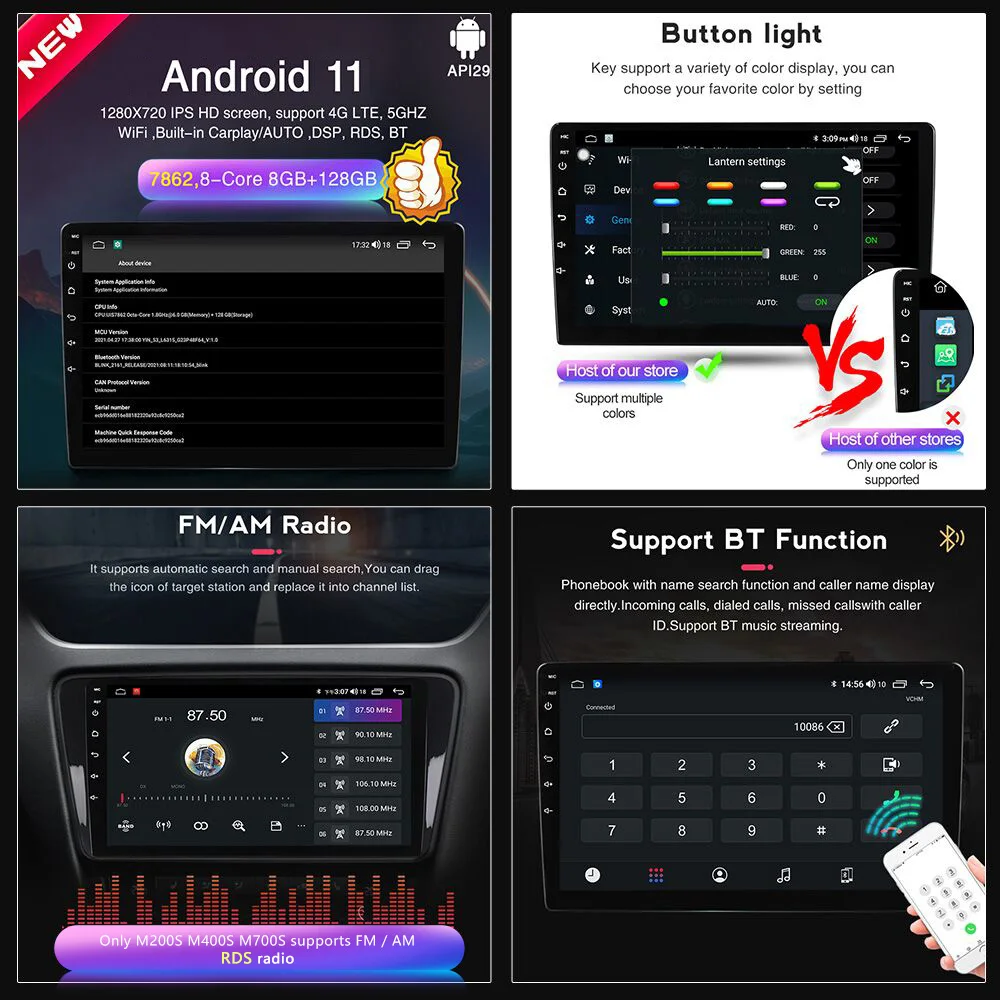 7862 8+128GB Android 11 Car Multimedia Player GPS DVD For VW Volkswagen Golf Polo Tiguan Passat b7 b6 Skoda Rapid Octavia Radio - купить по