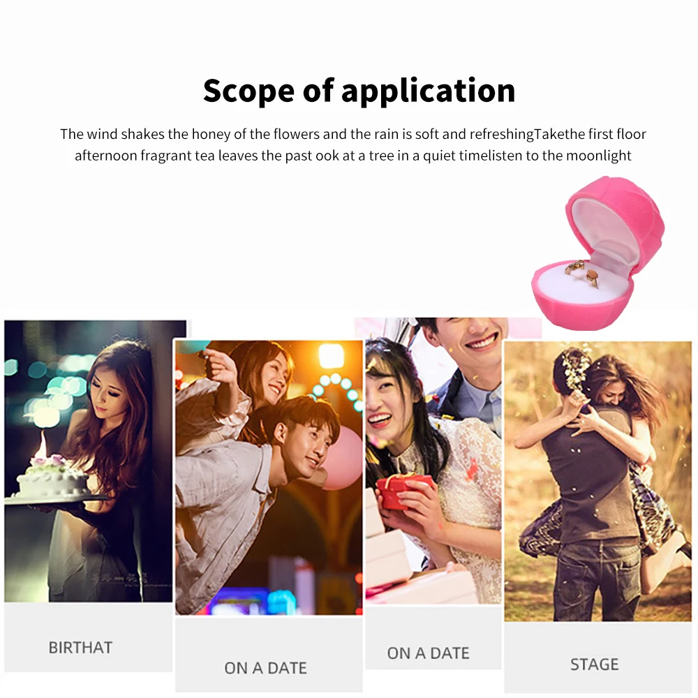 

Romantic Rose Ring Box Velvet Engagement Red Heart Shaped Ring Box Valentine'S Day Ring Gift Box For Ring Display Storage Case