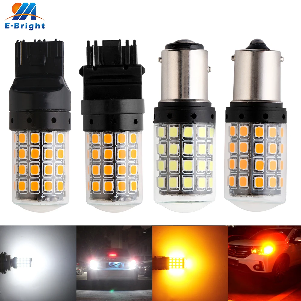 2шт 12 В CANBUS 3030 54 SMD 1156 BA15S 1157 3156 3157 7440 7443 без ошибок Led Парковка Вождение резервного копирования поворотный задний свет белый янтарь