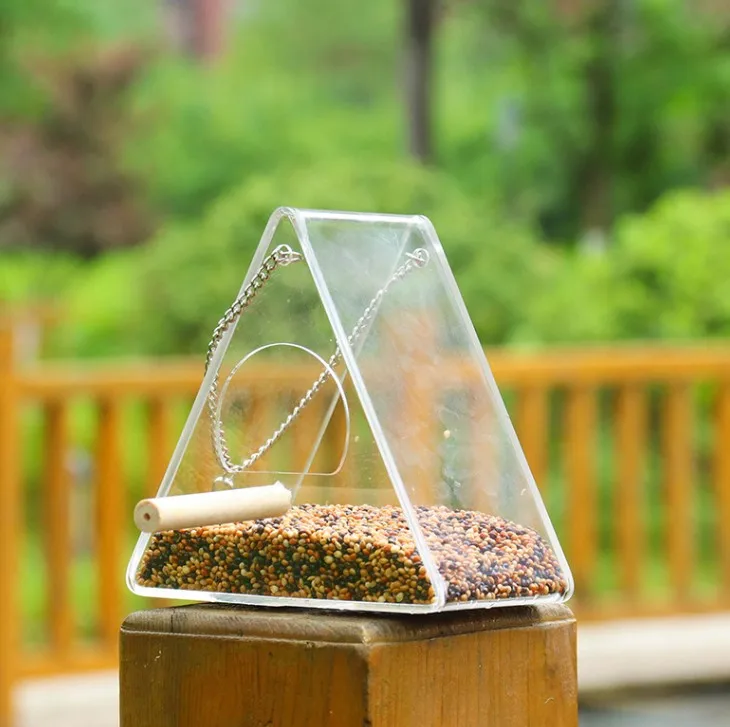 Кормушка для птиц Акриловая Прозрачная Круглая треугольная|Кормление птиц| |