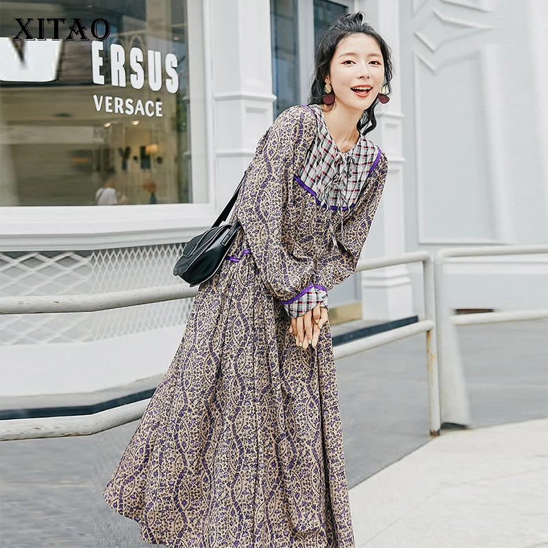 XITAO размера плюс Плиссированное Платье с принтом женская одежда 2020 модное