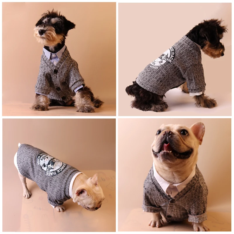 Вязаный кардиган для домашних питомцев одежда собак французская яркая теплая