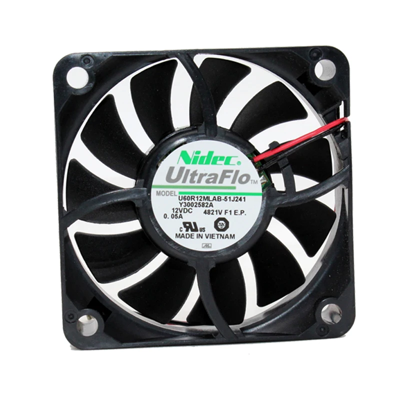 Вентилятор охлаждения сервера Nidec U60R12MLAB-51J241, постоянный ток 12 В, 0,05 А, 60x60x15 мм, 2 провода