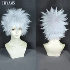 Парик для косплея HUNTER Killua Zoldyck, короткий лохматый многослойный, термостойкие синтетические волосы, косплей, костюм, парик + парик, Кепка