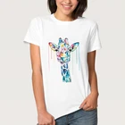Базовая модная футболка, женская одежда, белая женская футболка с коротким рукавом и забавным принтом жирафа, летняя футболка, Милая женская футболка