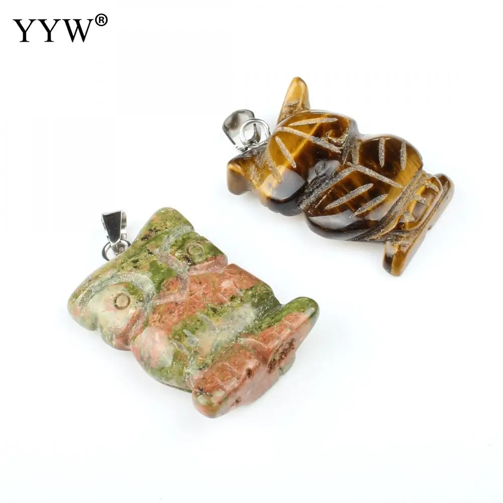 

5pcs/Lot Owl Shape Mixed Gemstone Pendant Color Pendant Fashionable All-Match Pendant For Diy Or Handmade Hole Approx 1.5mm