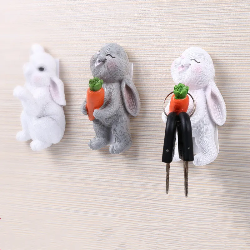 

Cute Rabbit Shaped Hook Key Holder Wall Hangers Coat Hanger Creative Rabbit Model Bathroom Wall Holder Children Room Hooks