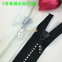 2Pcs/lot 5# 50 to 70cm Luxury Resin Diamond Zipper Shining Black White Apparel Jacket Fur Wedding Garment Coat Sewing Accessory