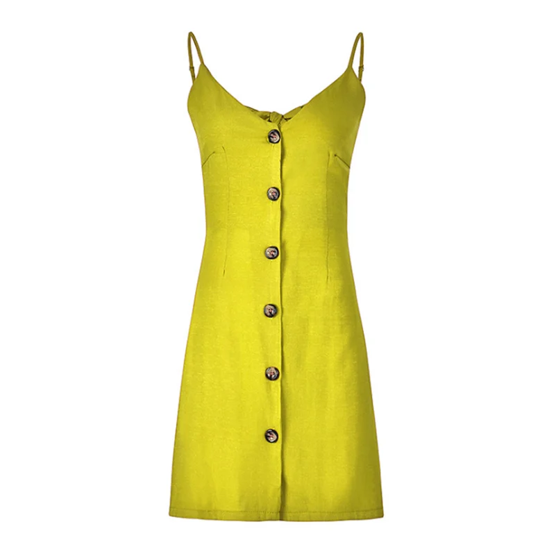 

Solid Strap Summer Nice Lady Sundress Mini Sleeveless 2022 V Neck Dress Fashion Waist Casual Backless Dresses Spaghetti Bow High