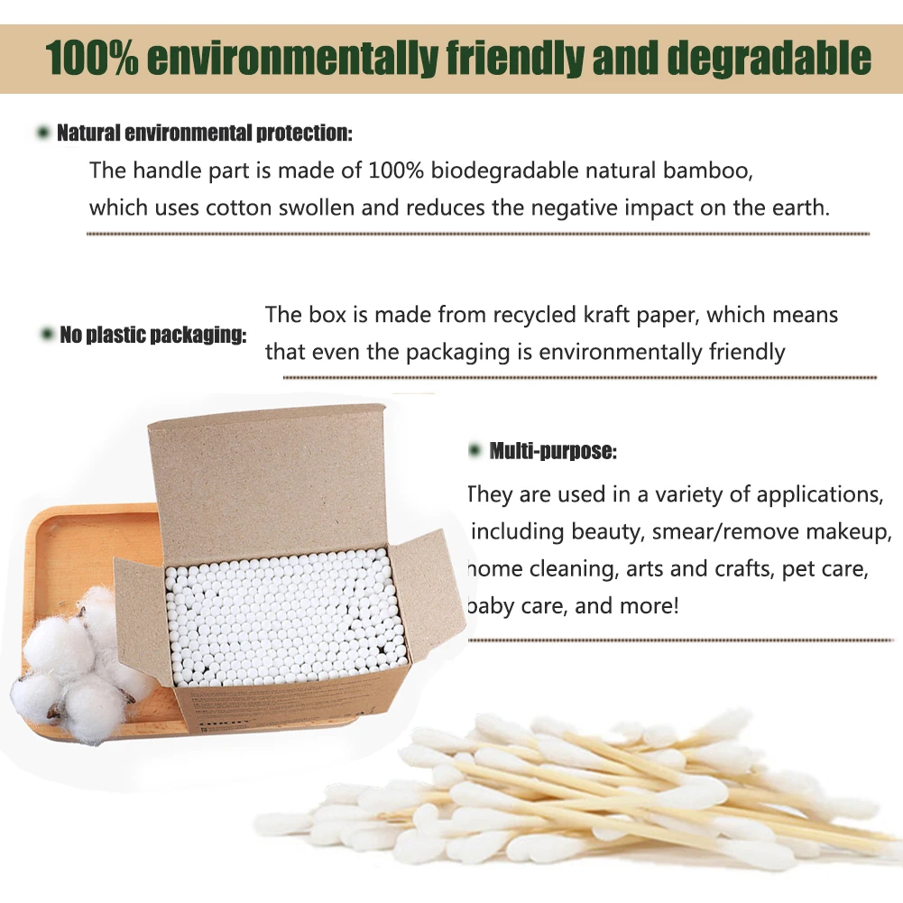 10 упаковок = 1000 шт. деревянные бамбуковые ватные палочки |