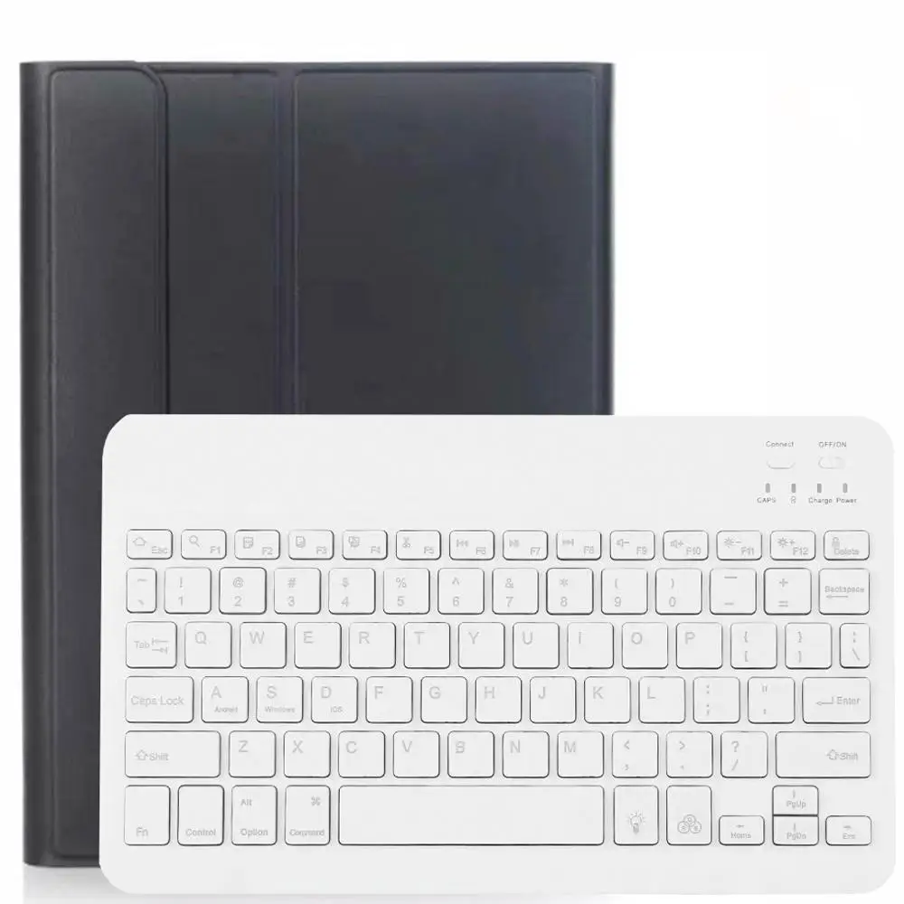 Чехол для samsung Galaxy Tab S6 10,5, чехол для клавиатуры T860 T865, чехол для SM-T860, русская, испанская, английская, Bluetooth клавиатура, чехол - Цвет: Black with White