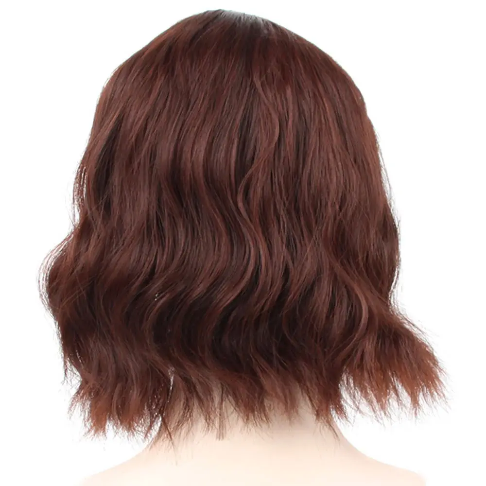 2I33 Pageup Short Natural Wave Synthetic Wig For Black Women Purple Wigs with Bangs Heat Resistant Fiber Hair Wigs - Цвет: 2I33