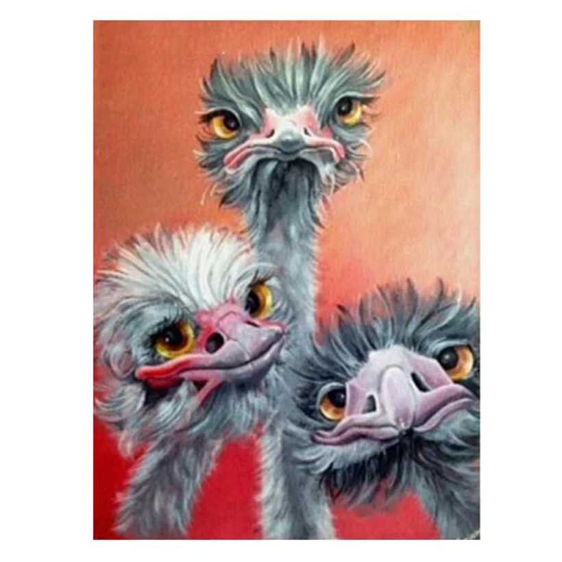 Diy 5D животные Страус Стразы Вышивка крестиком алмазная живопись камни мультфильм