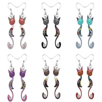6 colors milangirl colorful small cat ear dangle earrings for women dangle earring hoop wedding party jewelry