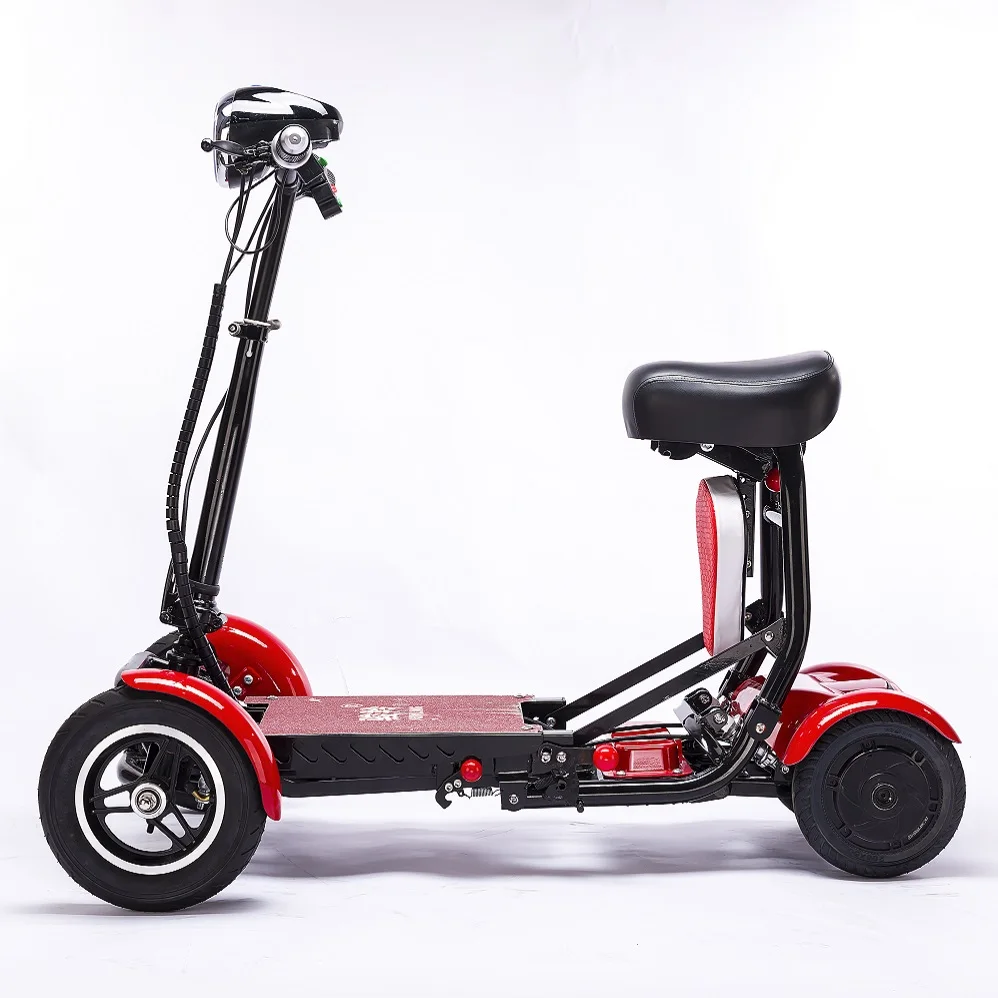 Инвалидный четырехколесный двухместный мобильный складной электрический