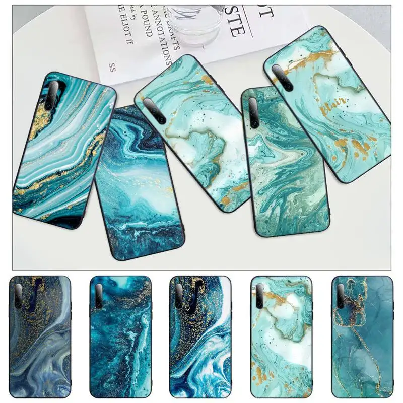 

Turquoise Stone Marble Phone Case For iphone 12 11 13 7 8 6 s plus x xs xr pro max mini shell