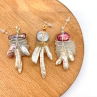 1pc fashion natural freshwater pearl pendants animal feet shape manual winding claw diy for making necklace 20x40 30x60mm size