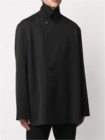 mens spring new coat short cardigan large size loose series side slit lapel short coat large size new coat