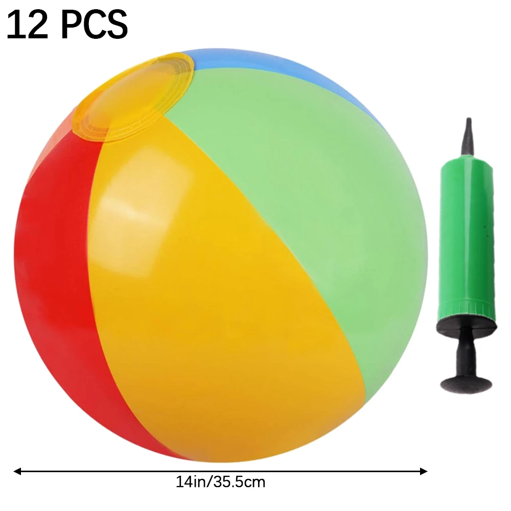 

12x Beach Ball Set Inflatable Spray Water Ball Swimming Pool Play Toys Rainbow Lawn Playing Birthday Parties Summer Water Sports
