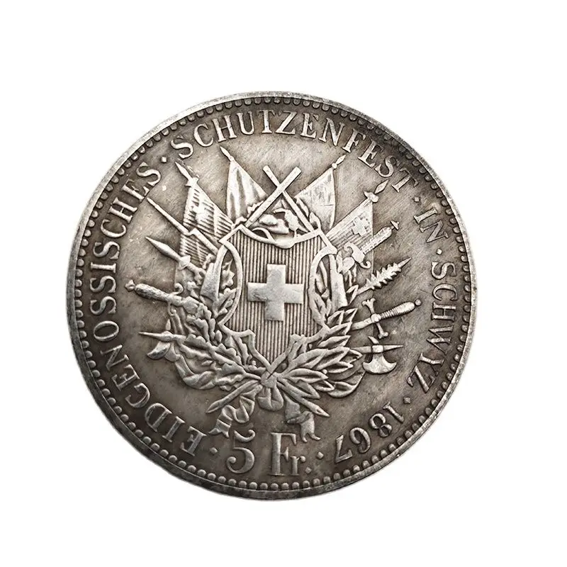 1867 Швейцарский памятная монета со львом и меч 5 FR коллекция Украшение из монет