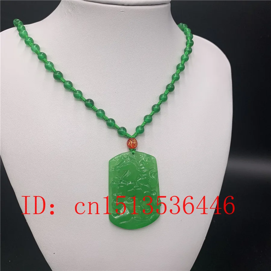 

Chinese Green Jadeite Horse Jade Pendant Necklace Charm Jewellery Fashion Lucky Amulet Gifts for Women Men Sweater Chain