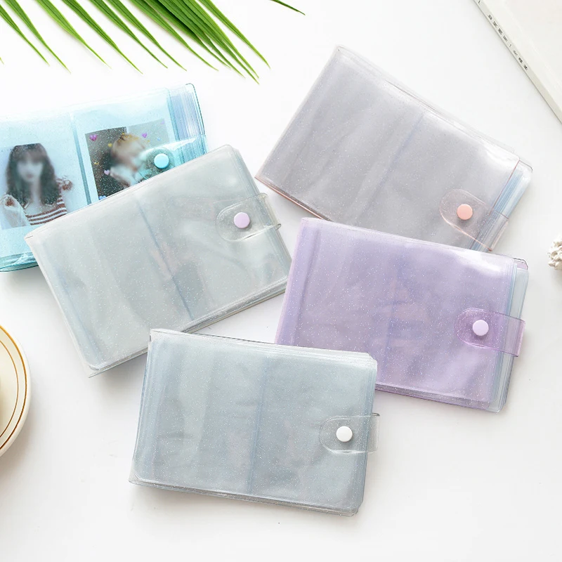 

Mini 3 Inches Candy Color Shiny Jelly Photo Album 64 Photos Large Storage Interstitial Album Glitter PVC Photocard Name Card