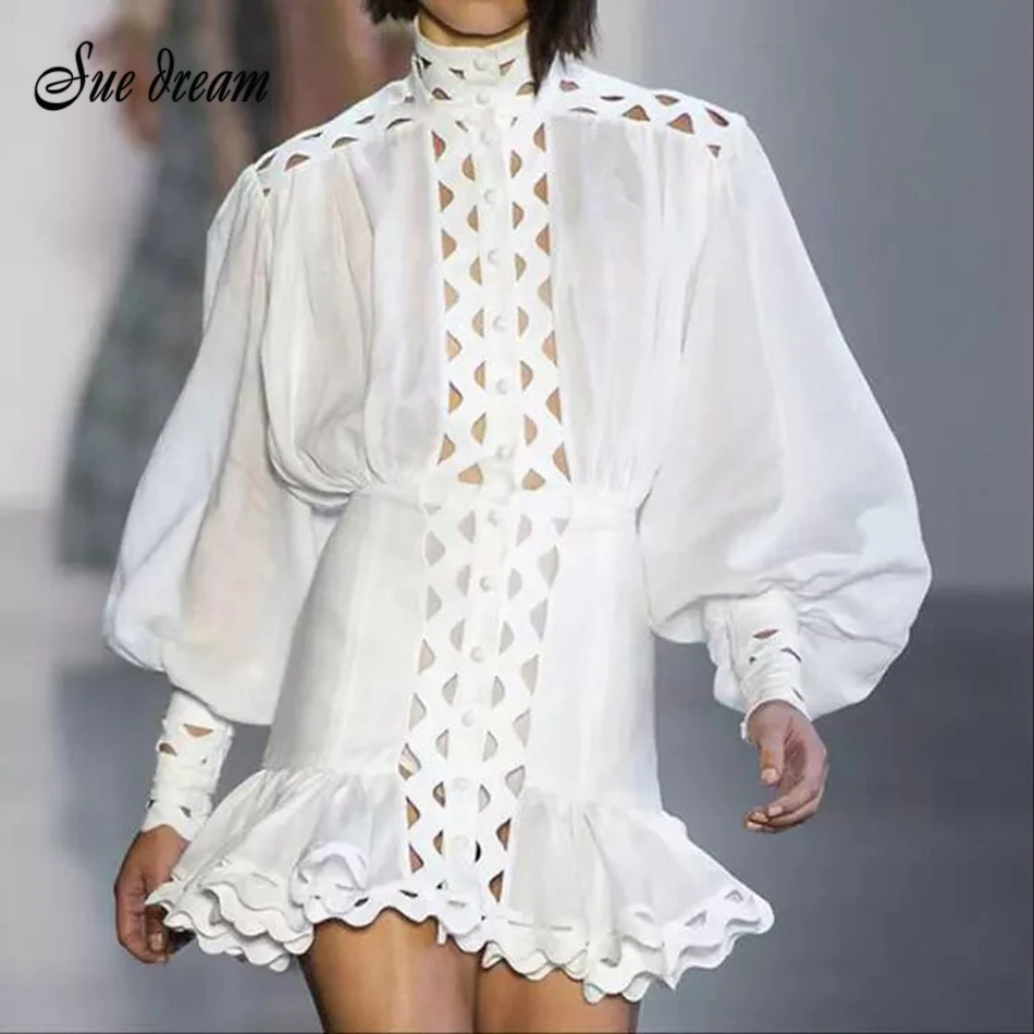 Осеннее дизайнерское подиумное платье для женщин сексуальное мини с вырезом и