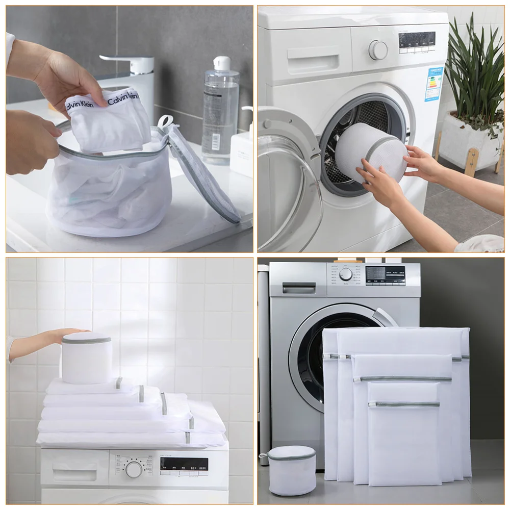 

1 Set 6Pcs Zipper Wash Bags Multipurpose Clothes Laundry Bags (White)