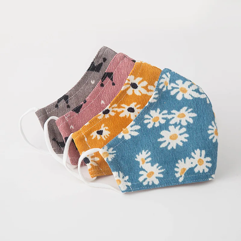 Многоразовая Пылезащитная хлопковая маска для лица с фильтрами цветочным