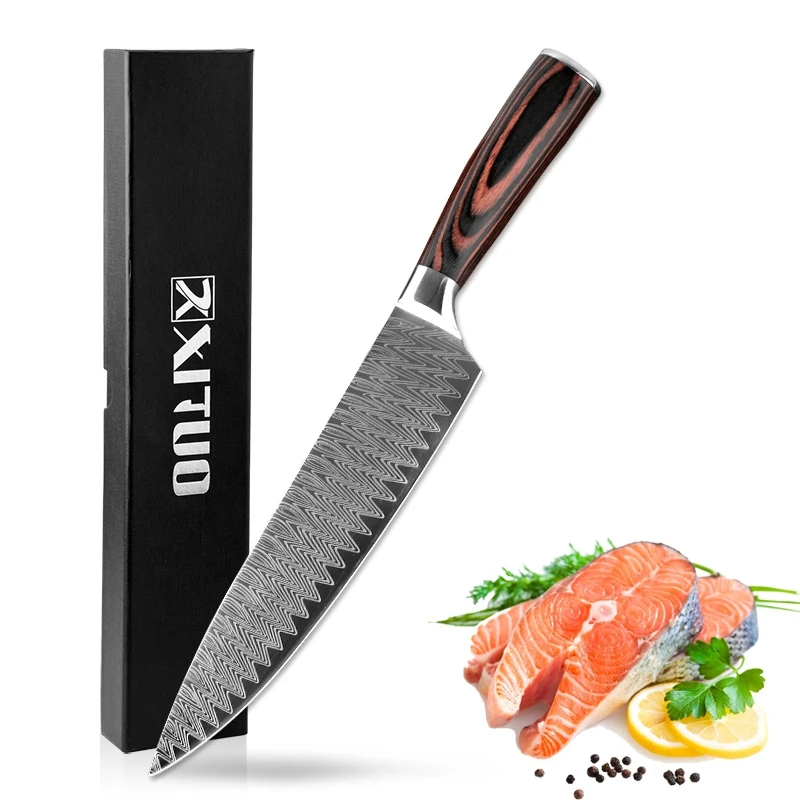 Фото Профессиональный 8 дюймовый шеф нож XITUO японская лазерная шлифовка из