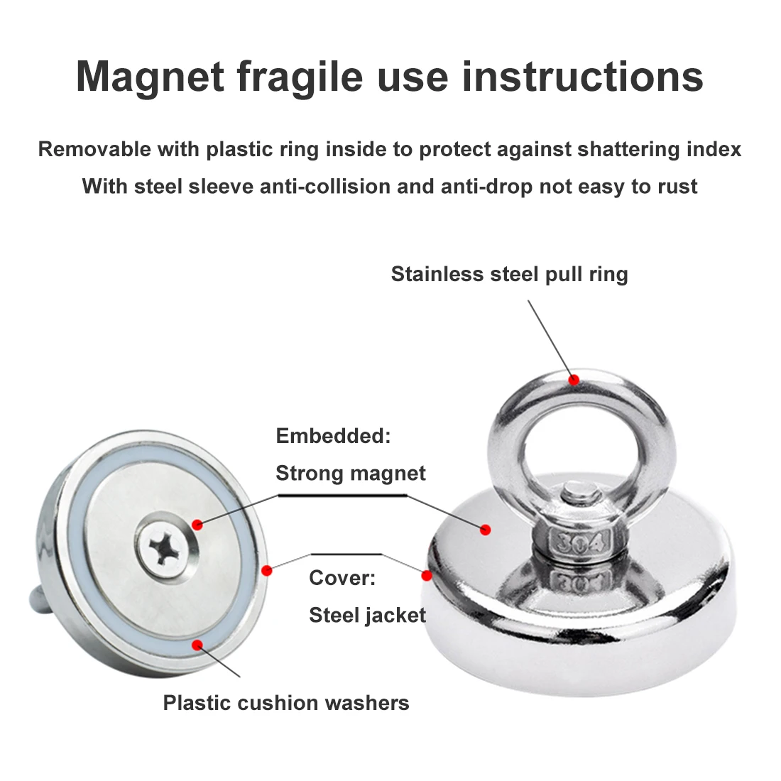 Сильный неодимовый магнит для поиска рыболовных приманок в глубине моря