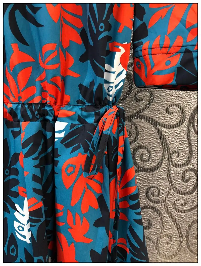 

100%Cotton 2020 Spring Summer Women Abstract Prints Short Sleeve Mid-Calf Length Big Swing Party Casual Vintage Dress
