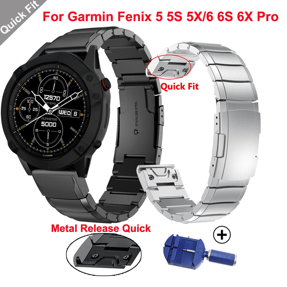 

Ремешок для смарт-часов Garmin Fenix 6 6S 6X 5X 5 5S 3HR Forerunner 935, быстросъемный браслет Easyfit, браслет из нержавеющей стали